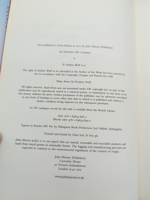 Invention Of Nature Alexander Von Humboldt Andrea Wulf 1st Ed 2015 by Andrea Wulf