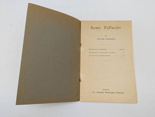 Some Fallacies by Walter Murdoch (Brochure/Pamphlet, 1935) 1st Edition by Walter Murdoch