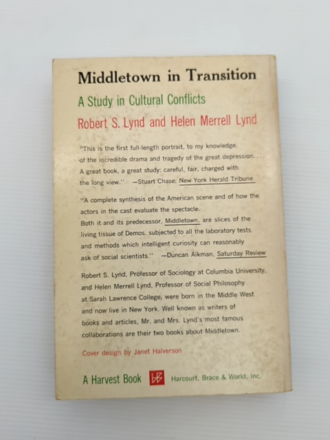 Middletown In Transition by Helen Merrell Lynd Robert S Lynd (Paperback, 1937) by Helen Merrell Lynd Robert S Lynd