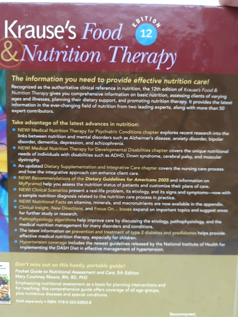 Krause's Food & Nutrition Therapy by L. Kathleen Mahan, Diet & Health, Dietitian by Sylvia Escott-Stump, L. Kathleen Mahan, Janice L. Raymond