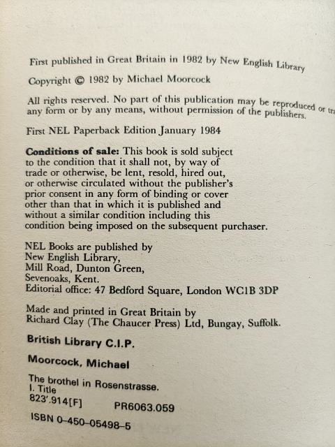 Brothel In Rosenstrasse by Michael Moorcock (Paperback, 1984)