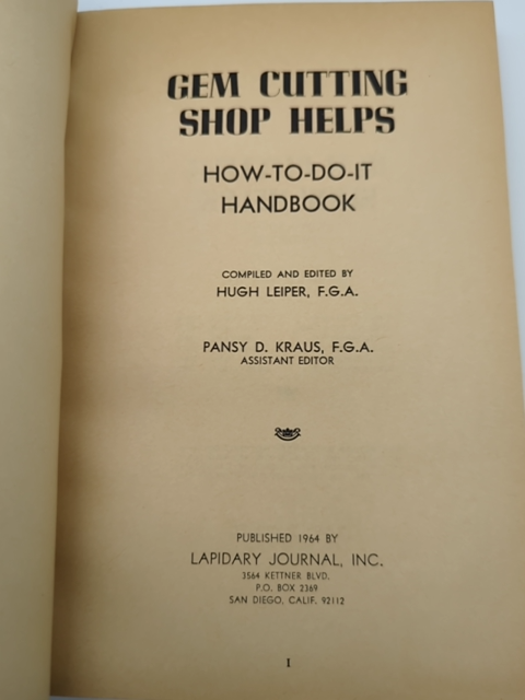 Gem Cutting Shop Helps by Hugh Leiper (Paperback, 1964), Gemstones by Hugh Leiper