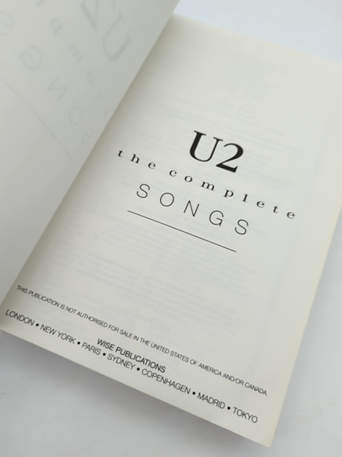 U2: The Complete Songs 1999 Music Score Tablature by U2