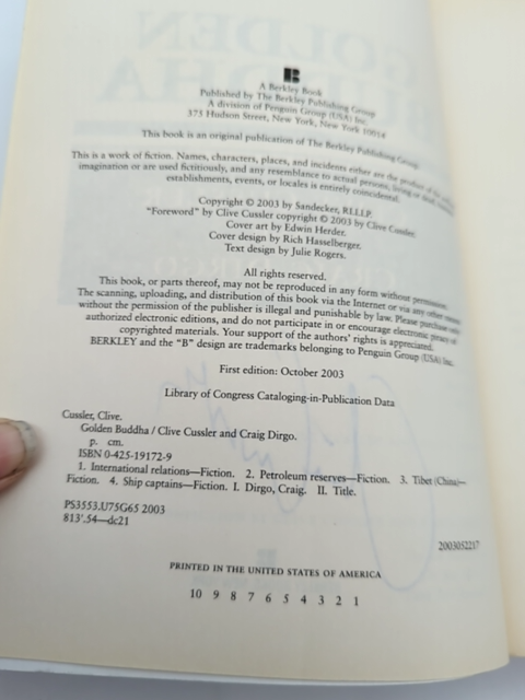 Golden Buddha by Clive Cussler & Craig Dirgo, Adventure Signed by Clive Cussler