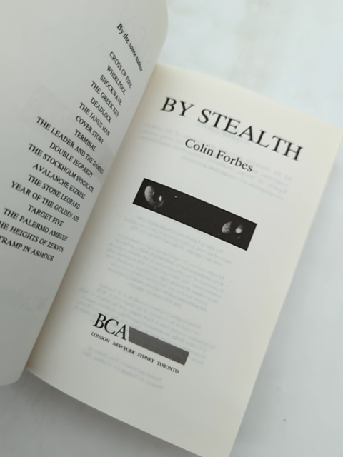By Stealth by Colin Forbes (Hardcover, 1992) Murder, Kidnapping Fiction Novel by Colin Forbes