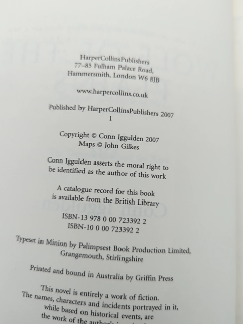 Wolf Of The Plains Conn Iggulden 1st Ed 2007 Historical Fiction by Conn Iggulden