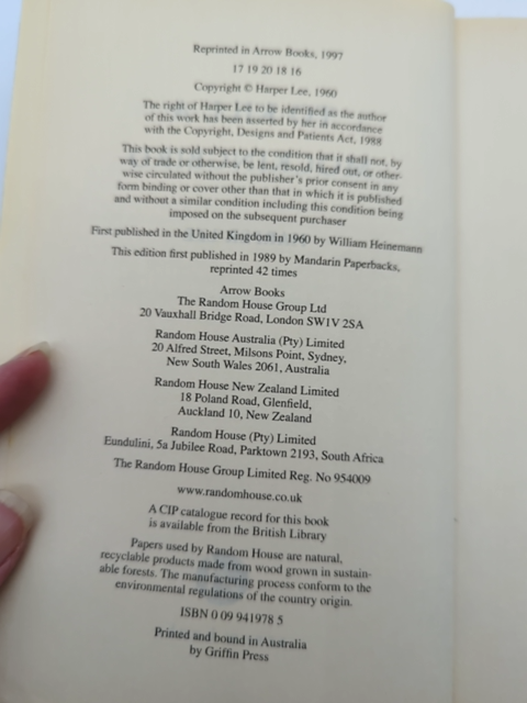 To Kill A Mockingbird by Harper Lee (Paperback, 1997) Classic Literature — photo 2