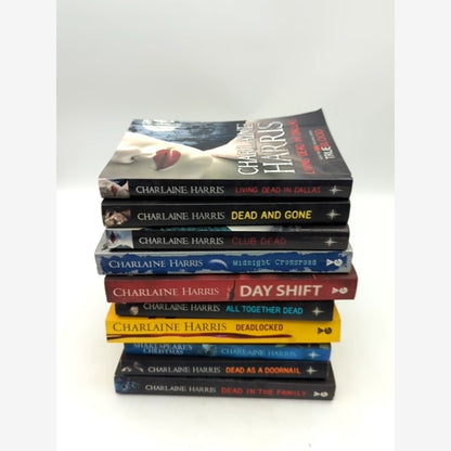 10x Charlaine Harris Paperback Bundle Dead in the Family, Day Shift, Living… by Charlaine Harris book cover