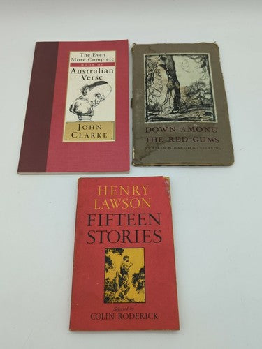 Australian Poetry lot, Down Among the Red Gums Ellen Harbord (rare) Henry Lawson by John Clarke, Ellen M. Harbord, Henry Lawson