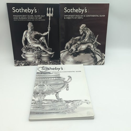 3x Sotheby's Auction Catalogues English Continental Silver, Russian Works of Art