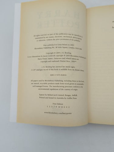 Harry Potter and the Half-Blood Prince, Hardcover 2005, 1st Edition, Error Copy by J.K. Rowling