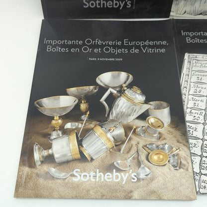 4x Sotheby's Auction Catalogues PARIS Importante Orfèvrerie Européenne 2009-2010