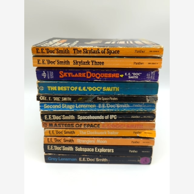 12x E E Doc Smith Paperback Bundle: The Clockwork Traitor, Skylark, Spacehounds… by E E Doc Smith book cover