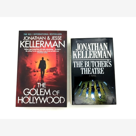 2 x Jonathan Kellerman thriller novels: Butcher's Theatre, Golem of Hollywood by Jonathan Kellerman book cover