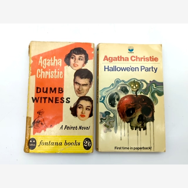 2 x vintage Agatha Christie paperbacks: Halloween Party & Dumb Witness by Agatha Christie book cover