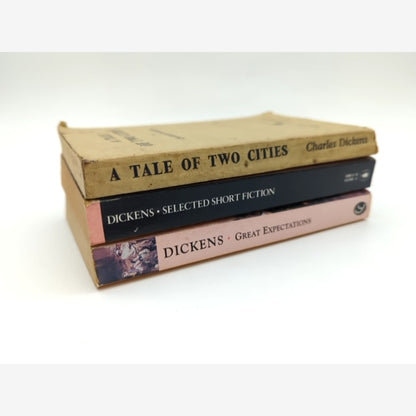 3x Charles Dickens Paperbacks, Two Cities, Great Expectations, Selected Fiction by Charles Dickens book cover