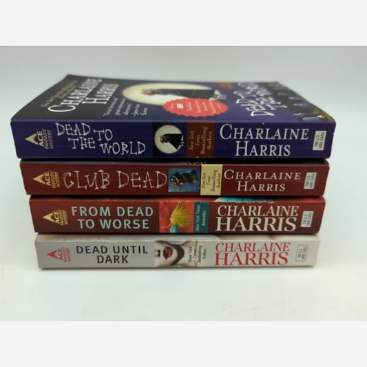 4x Charlaine Harris Paperback Bundle: Dead to the World; Club Dead; From Dead t… by Charlaine Harris book cover