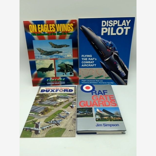 4x RAF books and magazines incl. RAF Gate Guards by Jim Simpson, Airforce by Various Authors book cover