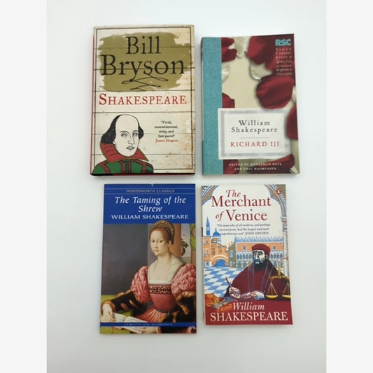 4x Shakespeare Books, Bill Bryson, Richard III, Taming Shrew, Merchant Venice by William Shakespeare book cover