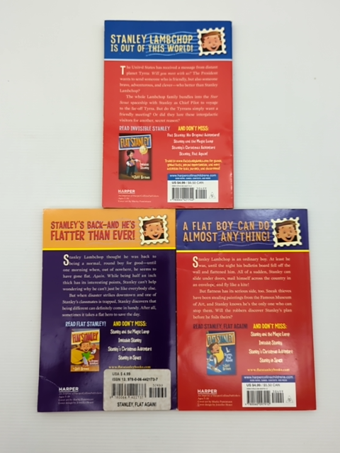 Jeff Brown 3x Bundle Flat Stanley; Stanley, Flat Again!; Stanley in Space by Jeff Brown