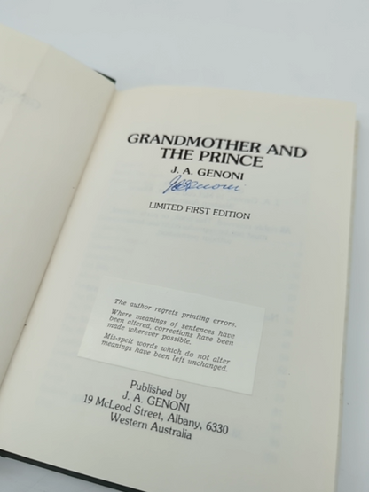 Grandmother and the Prince by J A Genoni (Hardcover) 1st Ed Signed WA History by J A Genoni