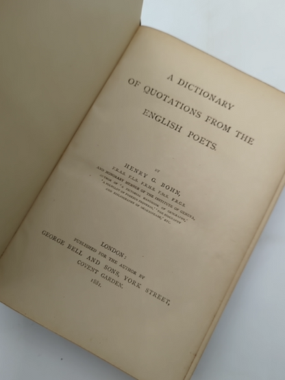 Dictionary Of Quotations From The English Poets by Henry G Bohn (Leather, 1881) by Henry G Bohn