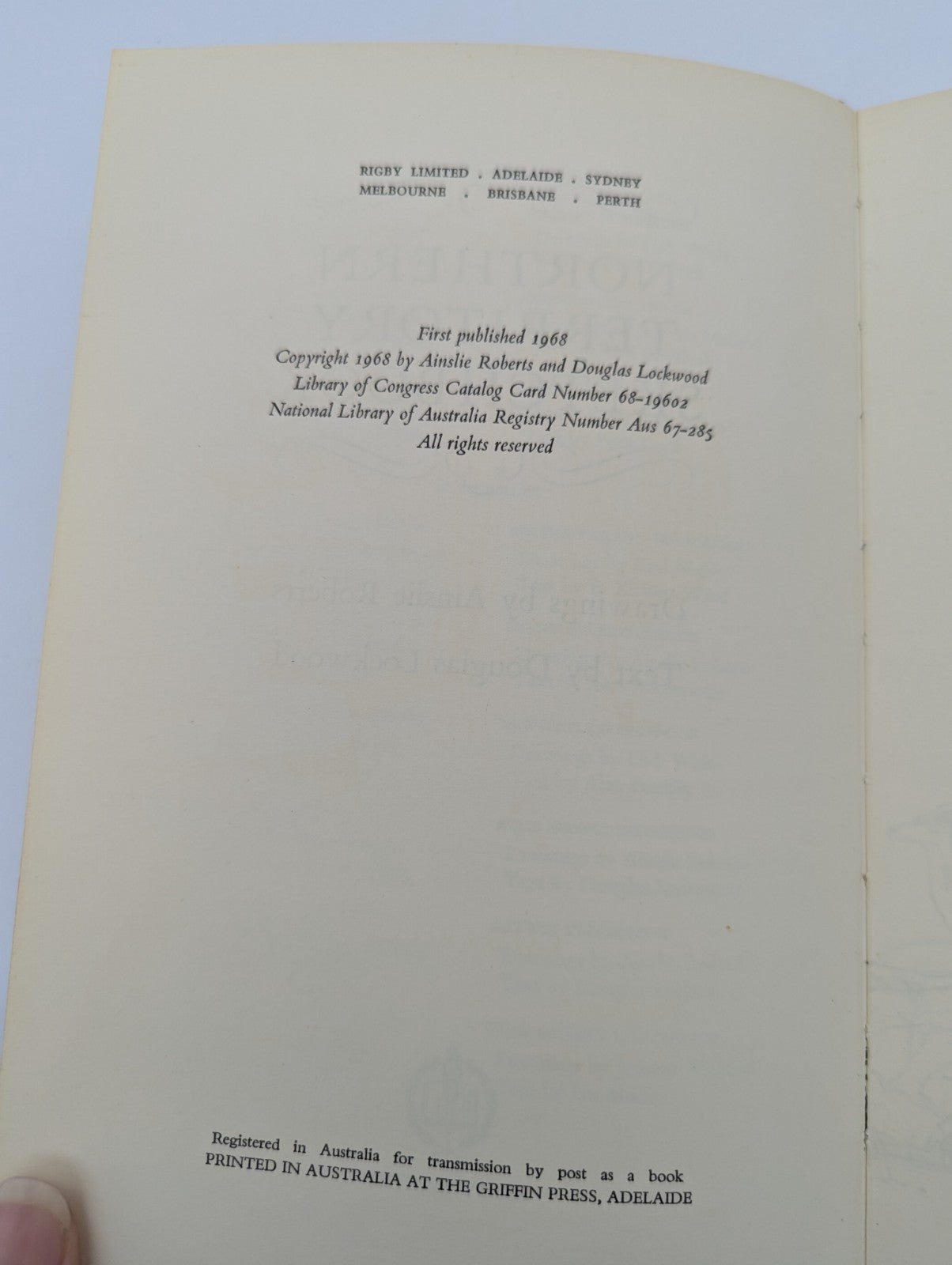 Northern Territory Sketchbook by Douglas Lockwood & Ainslie Roberts 1st Ed 1968 by "Douglas Lockwood Ainslie Roberts"