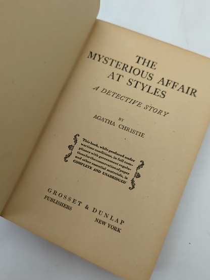 The Mysterious Affair At Styles by Agatha Christie (Hardcover, 1942) by Agatha Christie
