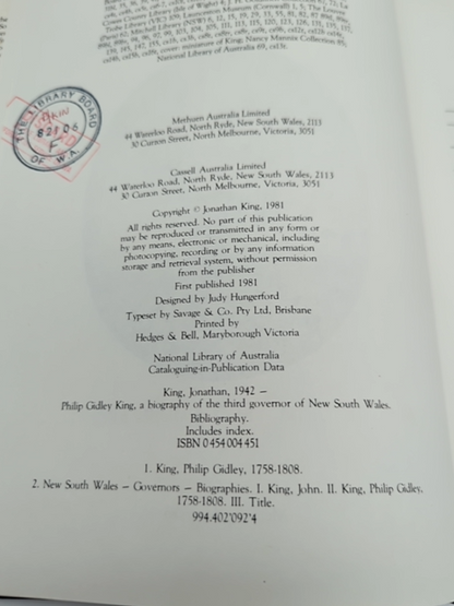 Philip Gidley King: A Biography Of The Third Governor Of New South Wales, Jonath by Jonathan King