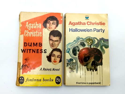 2 x vintage Agatha Christie paperbacks: Halloween Party & Dumb Witness by Agatha Christie