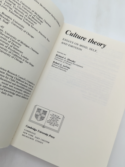 Culture Theory Essays On Mind, Self And Emotion, Robert Alan Levine Richard A S by Robert A. Levine