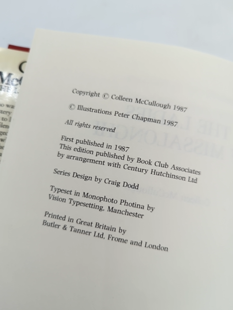The Ladies Of Missalonghi by Colleen McCullough (Hardcover, 1987) by Colleen Mccullough