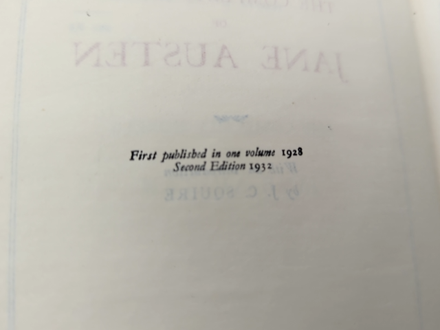 The Complete Novels Of Jane Austen by J C Squire (Cloth, 1932) by J C Squire