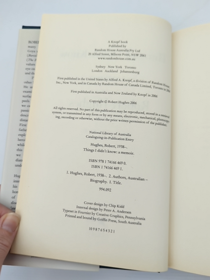 Things Didn't Know Memoir by Robert Hughes, Autobiography by Robert Hughes