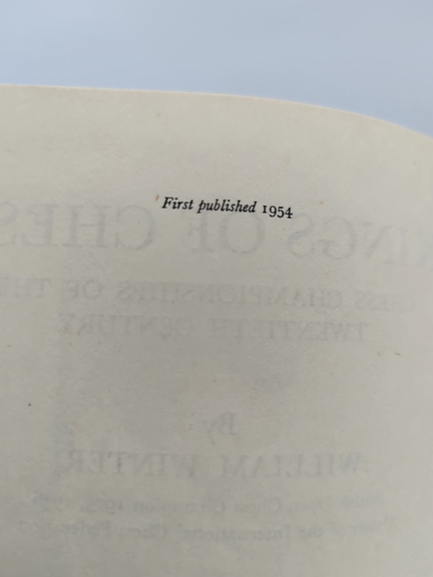 Kings of Chess: Champions of 20th Century, William Winter 1954 1st Edition by William Winter