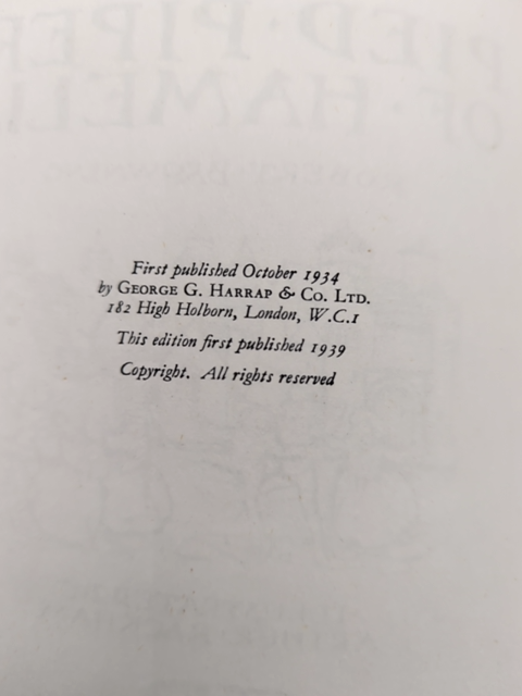 The Pied Piper Of Hamelin by Robert Browning (1939) Children's by Robert Browning