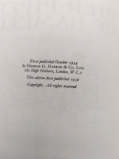 The Pied Piper Of Hamelin by Robert Browning (1939) Children's by Robert Browning