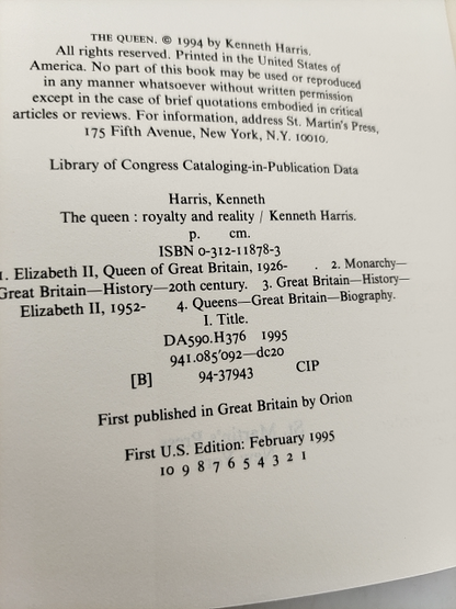 The Queen by Kenneth Harris (Hardcover, 1995) 1st Edition Royalty by Kenneth Harris