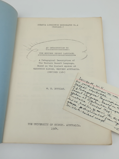 An Introduction To The Western Desert Language by Wilfrid Henry Douglas by Wilfrid Henry Douglas