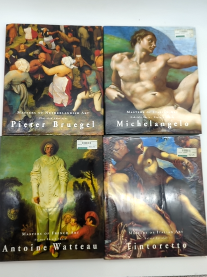 4x Masters Art Books: Michelangelo; Tintoretto; Antoine Wattean; Pieter Bruegel by Koneman