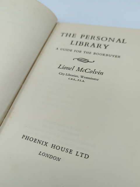 The Personal Library by Lionel McColvin (Hardcover, 1953) Westminster Librarian by Lionel Mccolvin