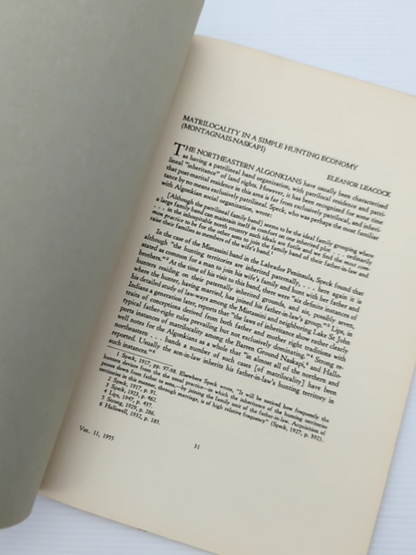 Matrilocality In Simple Hunting Economy Eleanor Leacock 1979 Innu Anthropology by Eleanor Leacock