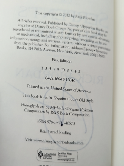 Rick Riordan The Kane Chronicles series Signed Hardcover Bundle x3, 1st Edition by Rick Riordan