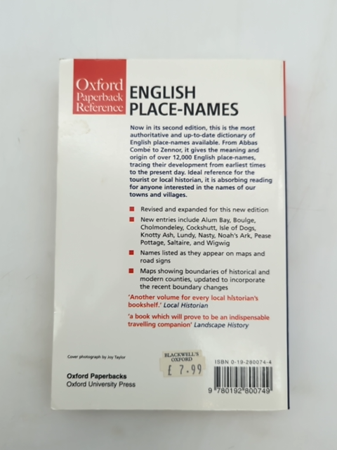 Dictionary Of English Place-names (oxford Quick Reference) by A. D. Mills by A. D. Mills