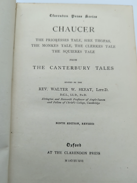 Chaucer, The Prioresses Tale, Sire Thopas by Walter W. Skeat (Cloth, 1916) by Walter W. Skeat