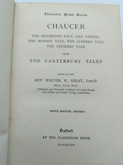 Chaucer, The Prioresses Tale, Sire Thopas by Walter W. Skeat (Cloth, 1916) by Walter W. Skeat