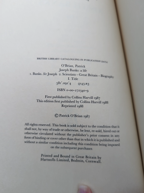 Sir Joseph Banks by Patrick O'Brian (Paperback, 1994) Biography, Botany by Patrick O'Brian