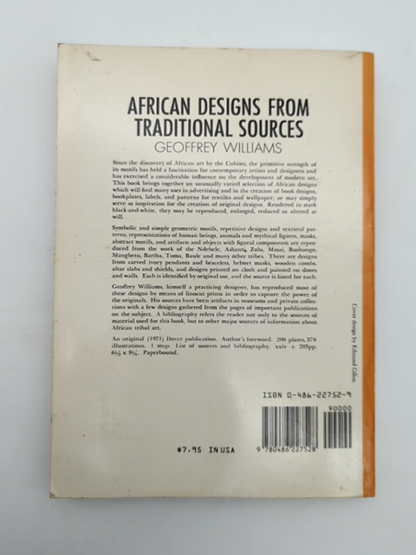African Designs From Traditional Sources by Geoffrey Williams, Illustrated Book by Geoffrey Williams