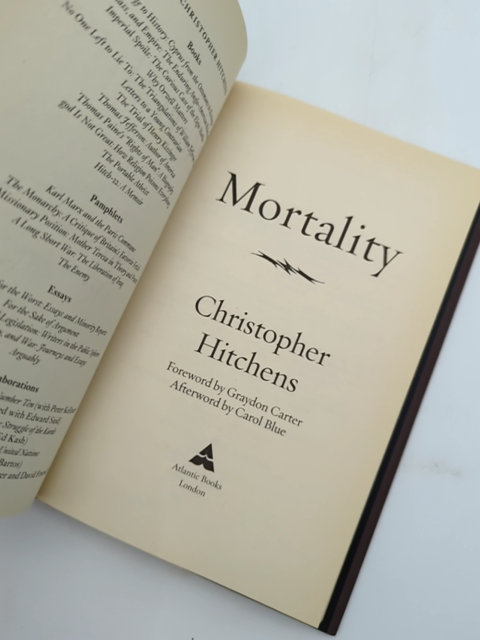Mortality by Christopher Hitchens (Hardcover, 2012) 1st Edition Memoir by Christopher Hitchens