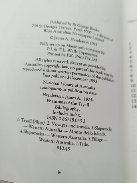 Phantoms Of The Tryall Documented Account Of Australia's First Shipwreck… by James A. Henderson